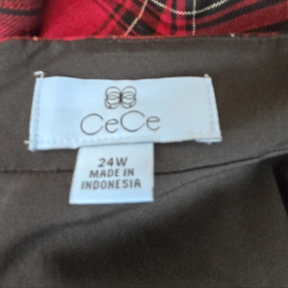 CeCe Red and Black Plaid Mini Skirt 24W NWT (6085) - Picture 3 of 4